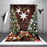 Lofaris Retro Aus Holz Weihnachten Baum Bären Weihnachten Hintergrund